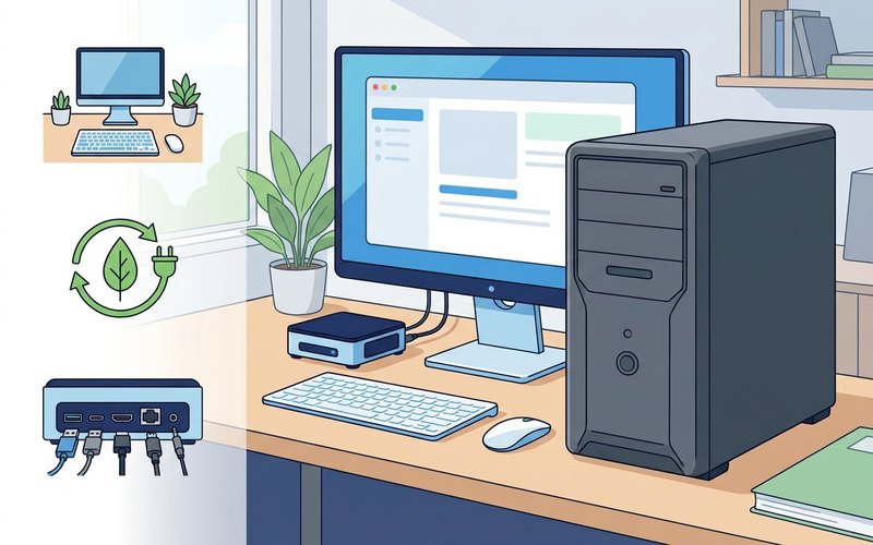 Confronto tra mini PC compatto e tower desktop tradizionale
