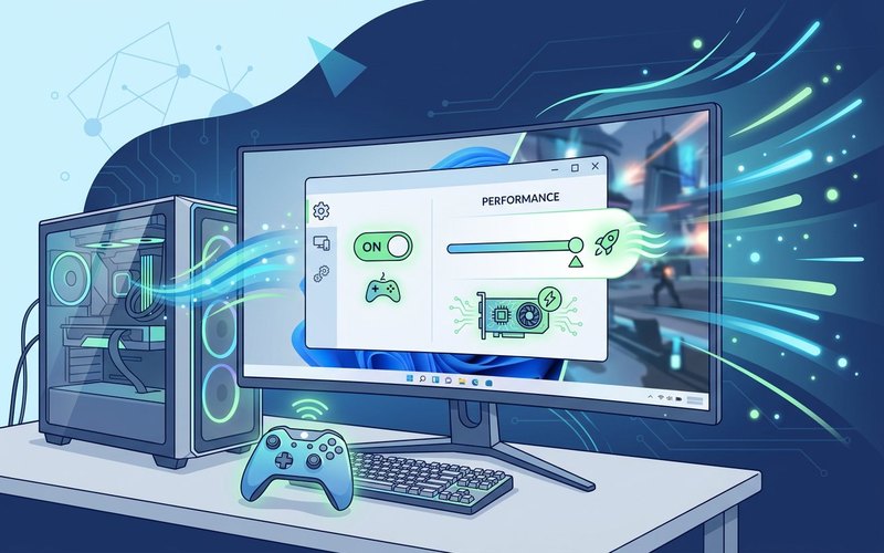 PC gaming con impostazioni di gioco ottimizzate in Windows 11
