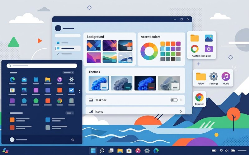 Personalizzazione di Windows 11 con menu Start, temi e sfondi
