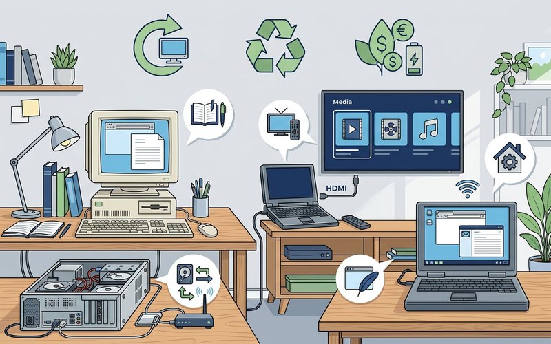 Vecchio PC riutilizzato come media center, postazione studio e backup